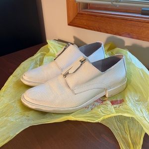 Miista White Perforated Zip Up Brogues Oxfords GB3 EU36 US5.5